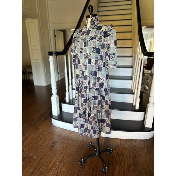 Vintage Boho Hippie Prairie Ruffle Dress Cottage Artsy Anthro Hawaiian Dress - Picture 7 of 12